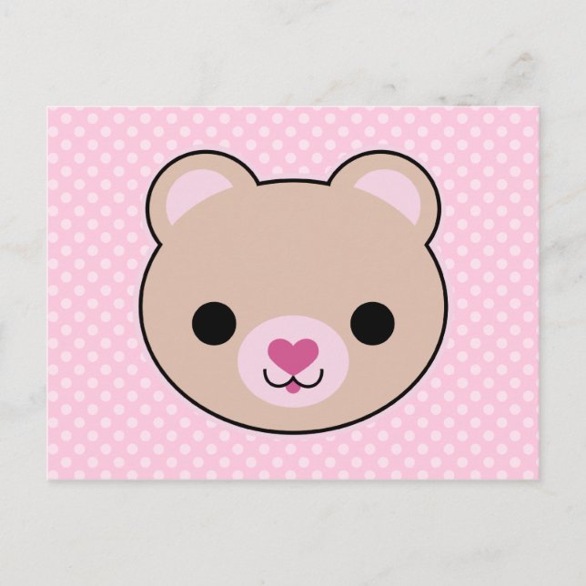 Kawaii Nalle Cute Postcard Vykort (Framsida)