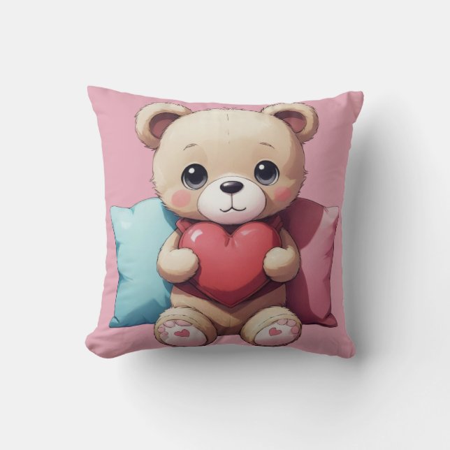 Kawaii Nalle Dekorativ kudde (Framsida)