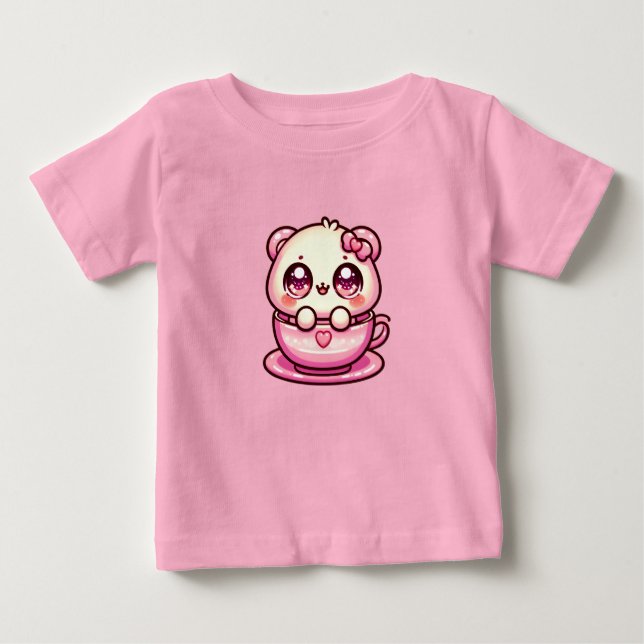 Kawaii-Nallen i Kopp T Shirt (Framsida)