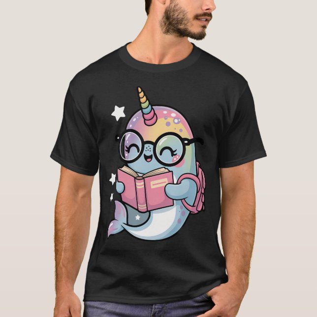 Kawaii Narval Skola Narval Havs Enhörningar T Shirt (Framsida)