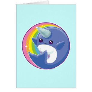 Kawaii Narwhal Hälsningskort