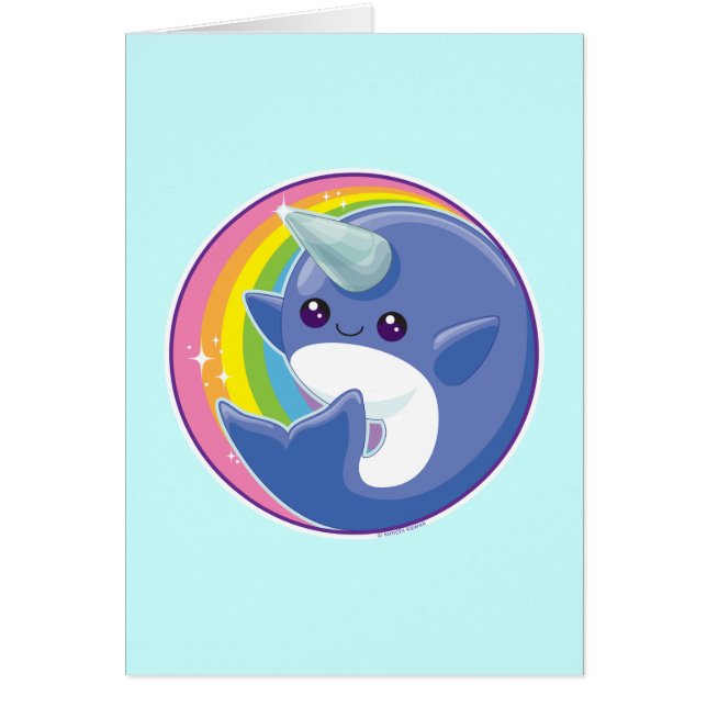 Kawaii Narwhal Hälsningskort (Framsidan)