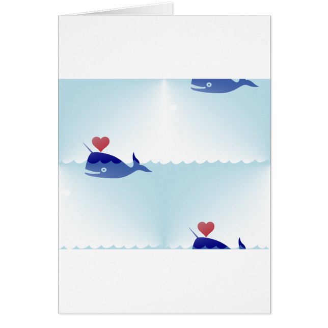 kawaii narwhal hälsningskort (Framsidan)
