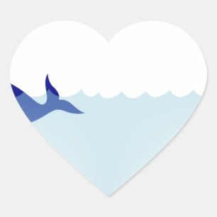 kawaii narwhal hjärtformat klistermärke