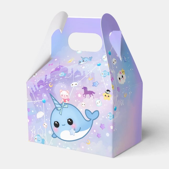 Kawaii narwhal i det drömmande kungariket presentaskar (Framsidan Sidan)