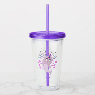 Kawaii Narwhal med bubblar och regnbågehornen Take Away Mugg