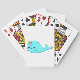 Kawaii Narwhal som leker kort Casinokort