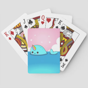 Kawaii Narwhal som leker kort Casinokort