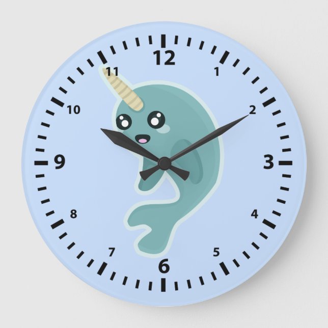 Kawaii Narwhal Stor Klocka (Framsida)