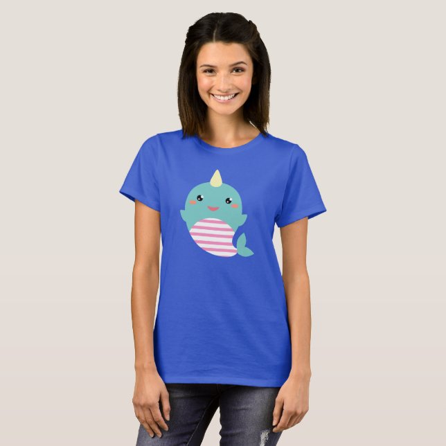 Kawaii Narwhal T-shirt (Hel framsida)