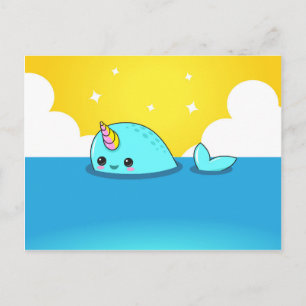 Kawaii Narwhal Vykort