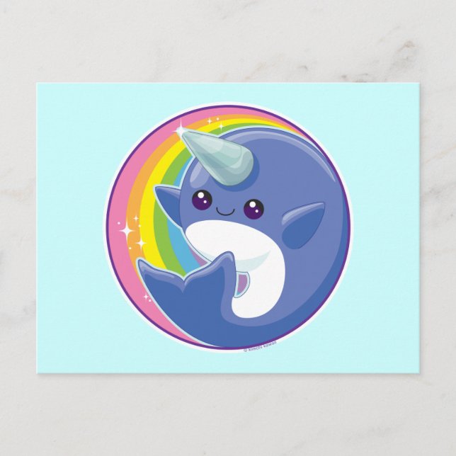 Kawaii Narwhal Vykort (Framsida)
