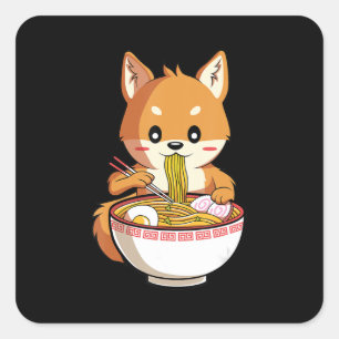 Kawaii nationernas shiba inu   gåva från Noodles ä Fyrkantigt Klistermärke