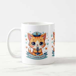 Kawaii Nautical Cat Sailing Anchor Pun Kaffemugg