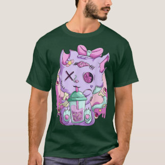Kawaii Neko Boba Tea Tee Shirt, Goth Pastel Aesthe