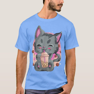 Kawaii Neko Cat Anime Shirts for Women, Bubble Bob T Shirt
