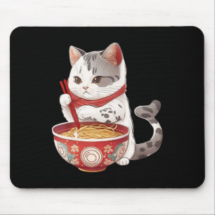 Kawaii NeKo Cat Eating Ramen Noodles Japansk Food Musmatta