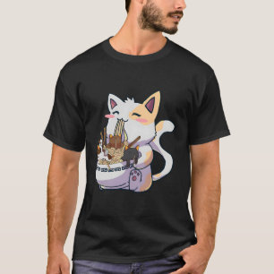 Kawaii Neko Cat Ra Bowl Anime Japansk noodles T Shirt