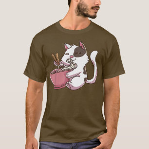 Kawaii Neko Cat Ramen Bowl Anime Japansk noodles T Shirt