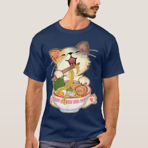 Kawaii Neko Cute Ramen Cats Japansk Noodle Anime T Shirt