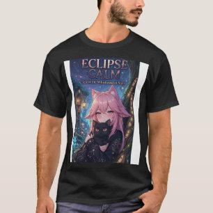 Kawaii Neko Flicka & Svart Katt Estetisk Anime Gat T Shirt