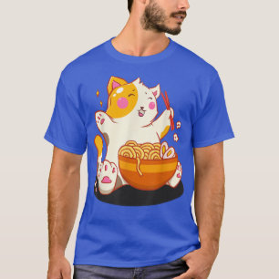 Kawaii Neko Katt Ramen Skål Anime Japanska Nudlar T Shirt