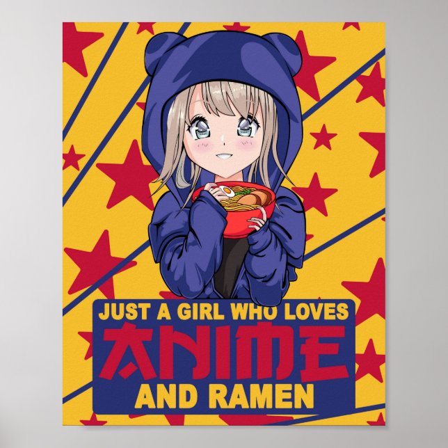 Kawaii Neko Ramen Älskare - Japanska Noodle Anime Poster (Framsidan)