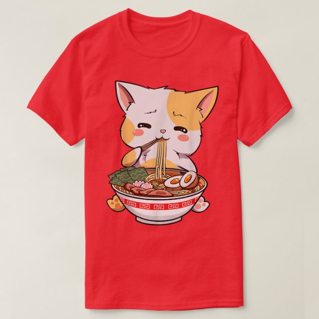 Kawaii Neko Ramen Cute Ramen Cat Japanese Noodle G T Shirt (Design framsida)