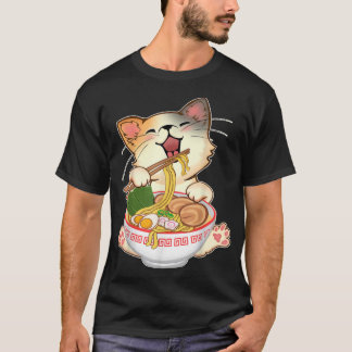Kawaii Neko Ramen Cute Ramen Cat Japansk noodle F T Shirt