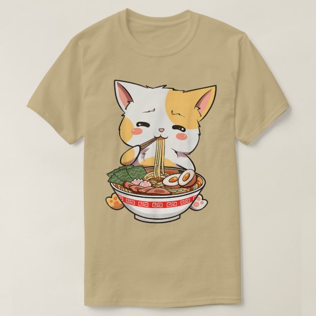 Kawaii Neko Ramen Cute Ramen Cat Japansk Noodle G T Shirt (Design framsida)