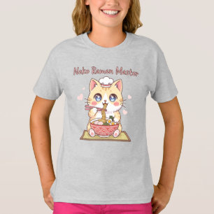 Kawaii Neko Ramen Mästare Söt Katt Mat kock T Shirt