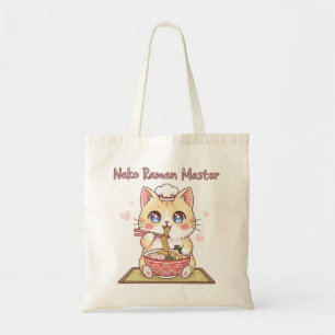 Kawaii Neko Ramen Mästare Söt Katt Mat kock Tygkasse