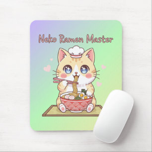 Kawaii Neko Ramen Mästare Söt Katt Matkock Musmatta