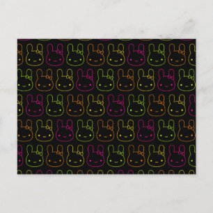 Kawaii Neon Bunny Bows Vykort