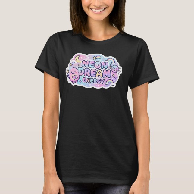 Kawaii Neon Dröm Energi - Pastell Estetik T Shirt (Framsida)