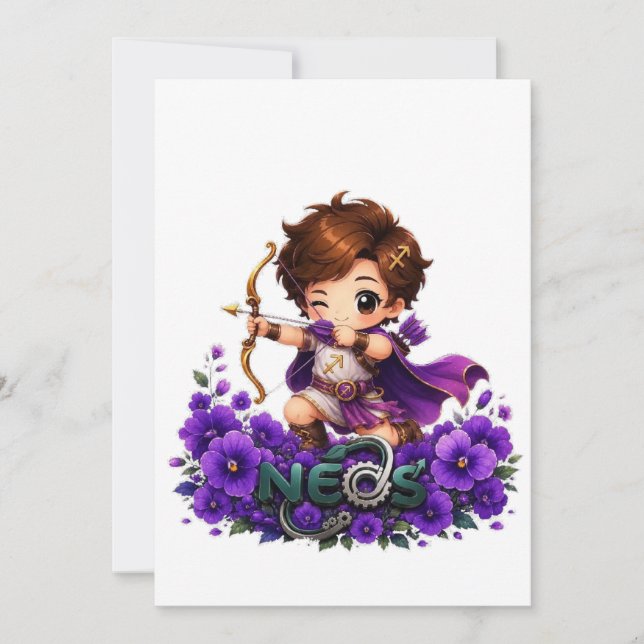 Kawaii Neos Zodiac Skytten Inbjudningar (Framsida)