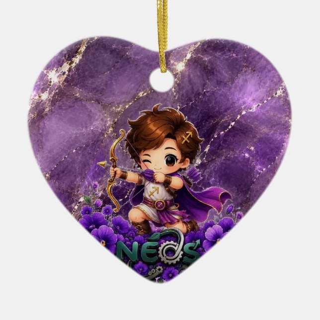 Kawaii Neos Zodiac Skytten Julgransprydnad Keramik (Framsidan)