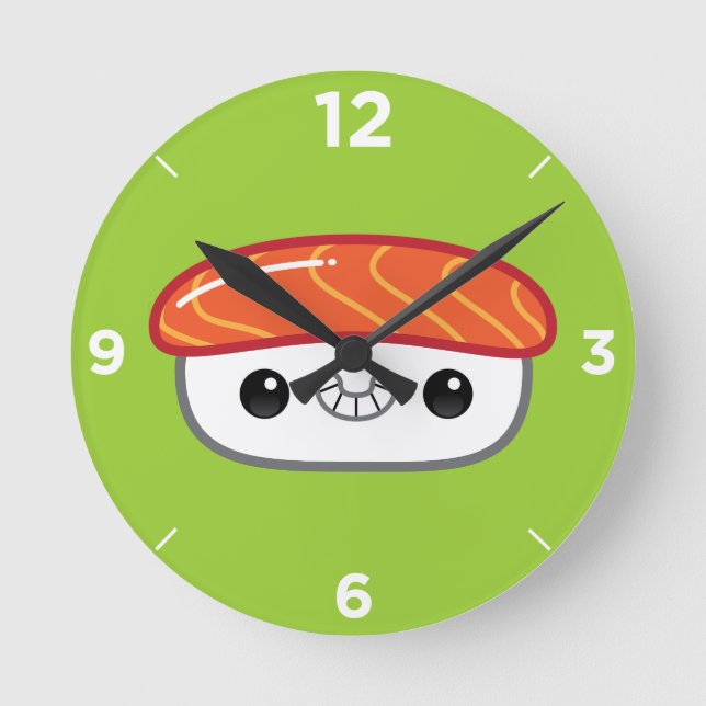 Kawaii Nigiri Sushi Clock Rund Klocka (Framsida)