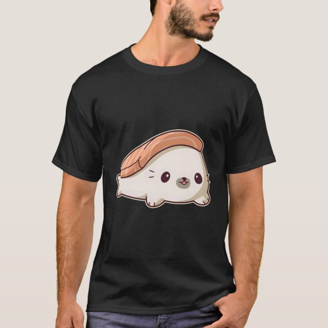 Kawaii Nigiri Sushi Seal T Shirt (Framsida)