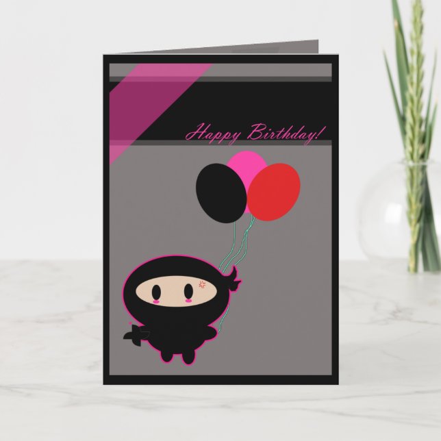 Kawaii Ninja Grattis på födelsedagen Card Kort (Framsida)