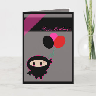 Kawaii Ninja Grattis på födelsedagen Card Kort