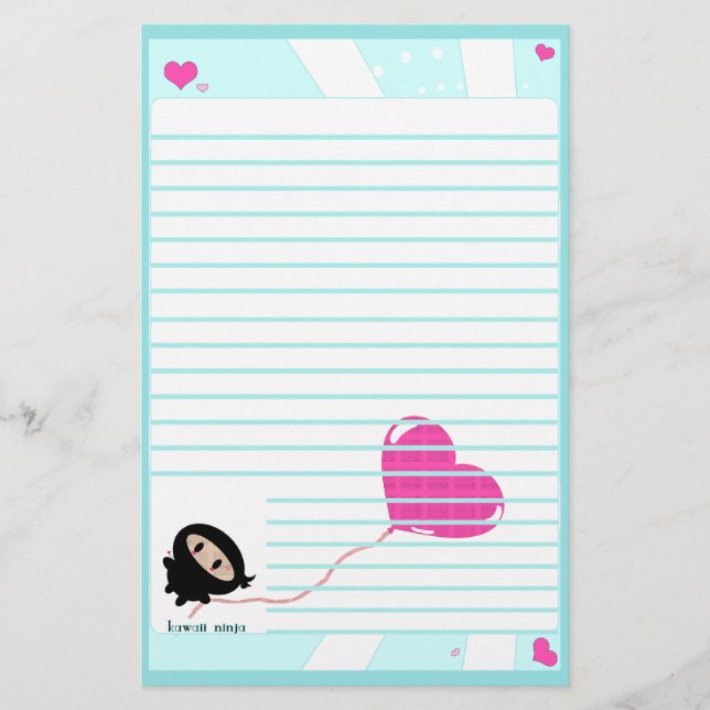 Kawaii Ninja Heart Balloon Stationär (Framsida)