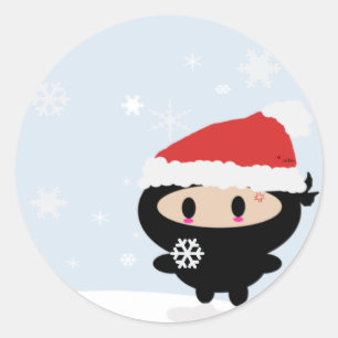 Kawaii Ninja Santa Stickers Runt Klistermärke