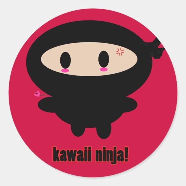 Kawaii Ninja Sticker Runt Klistermärke (Framsida)