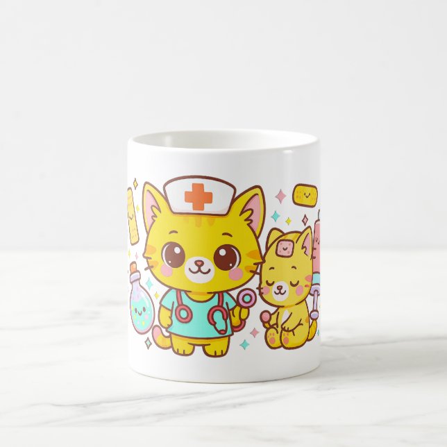 Kawaii Nurse Cat Duo Kaffemugg (Center)