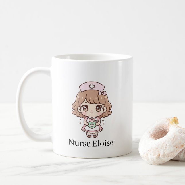 Kawaii Nurse Mug – Pastel Cute Chibi Nurse Coffee  Kaffemugg (Med munk)