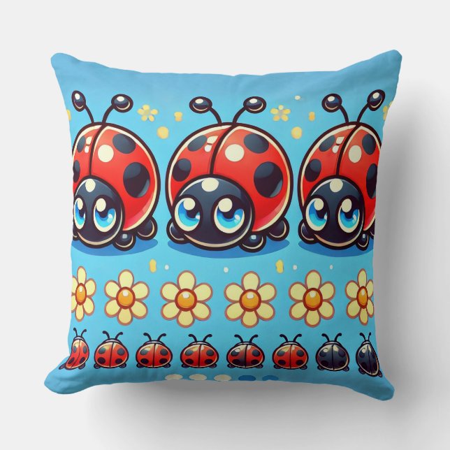 🐞 Kawaii Nyckelpiga Scen För Söt Hemdekor 🐞 Kudde (Framsida)