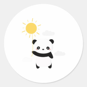 Kawaii och söt panda solsken runt klistermärke