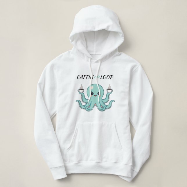 Kawaii Octopus Coffee Sweatshirt Caffin Loop Cute T Shirt (Design framsida)