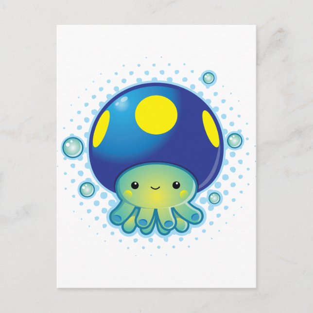 Kawaii Octopus Mushroom Vykort (Framsida)